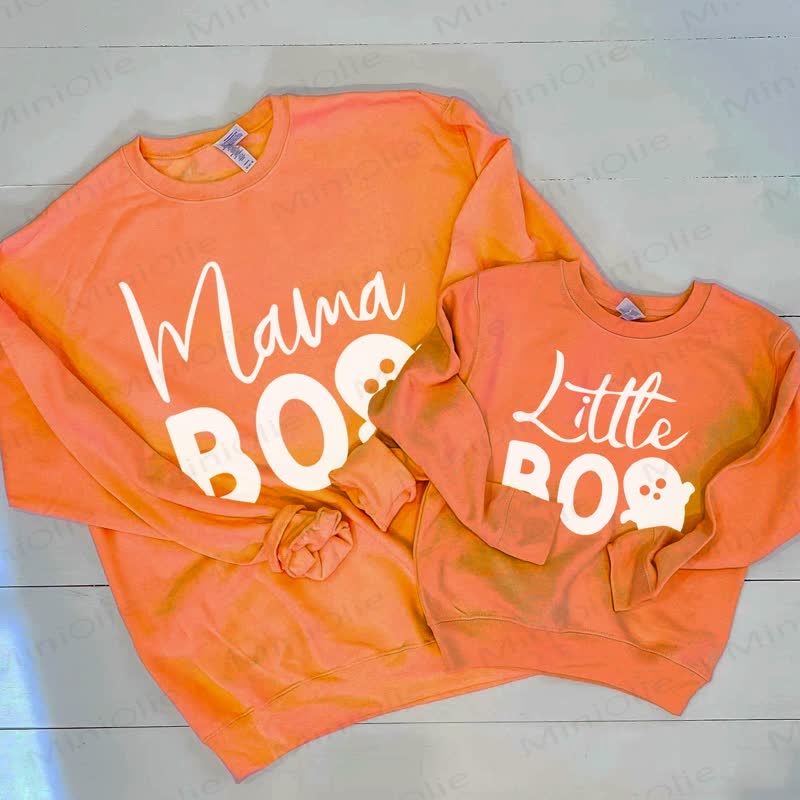 MAMA BOO/LITTLE BOO Mommy and Me Halloween Family Sweatshirt - Orange - Adult Sweatshirt: XL - image 1