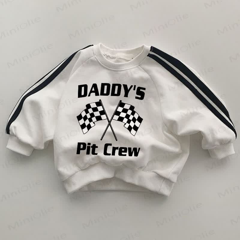 DADDY'S PIT CREW Baby Striped Sleeve White Sweatshirt - White - 2-3T - image 1