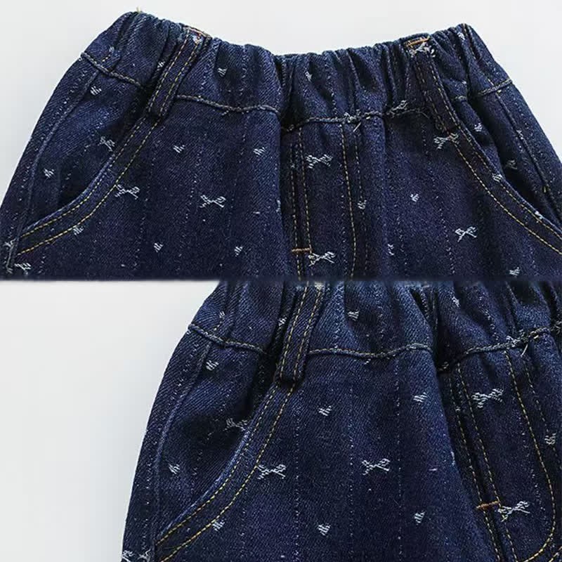 Baby Toddler Girl Bow Lace Printed Denim Pants - image 7