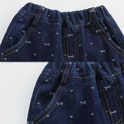 Baby Toddler Girl Bow Lace Printed Denim Pants - image 7