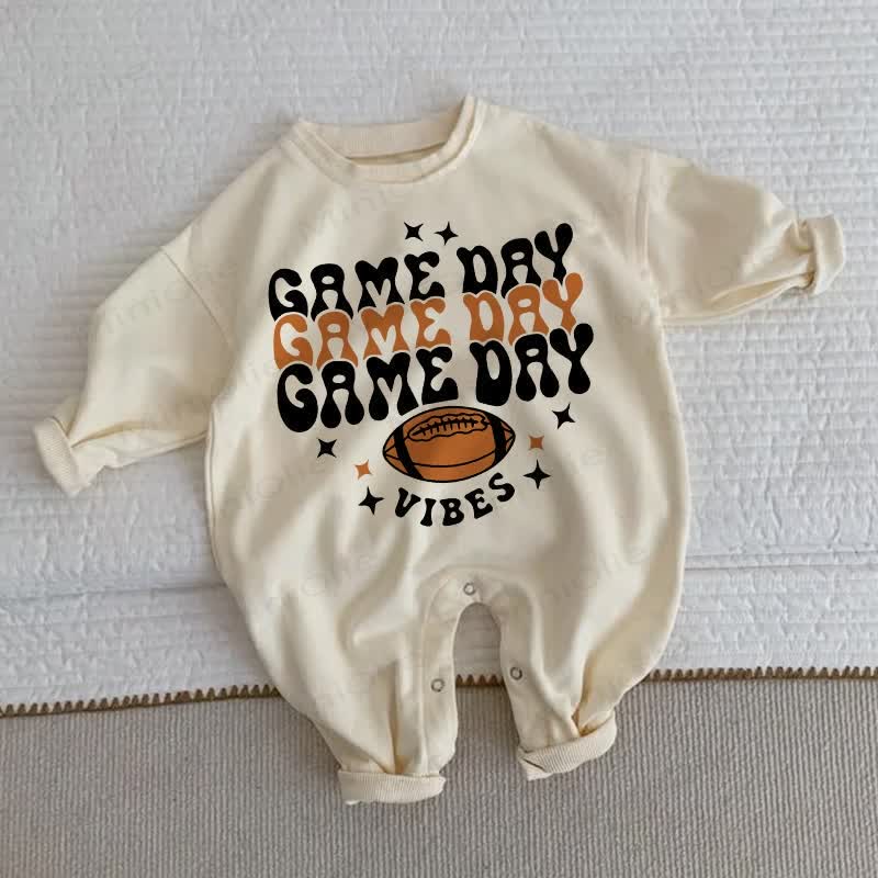 GAME DAY VIBES Baby Beige Romper - Beige - 2-3T - image 1