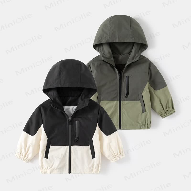 Kid Boy Contrast Color Hooded Jacket - image 1