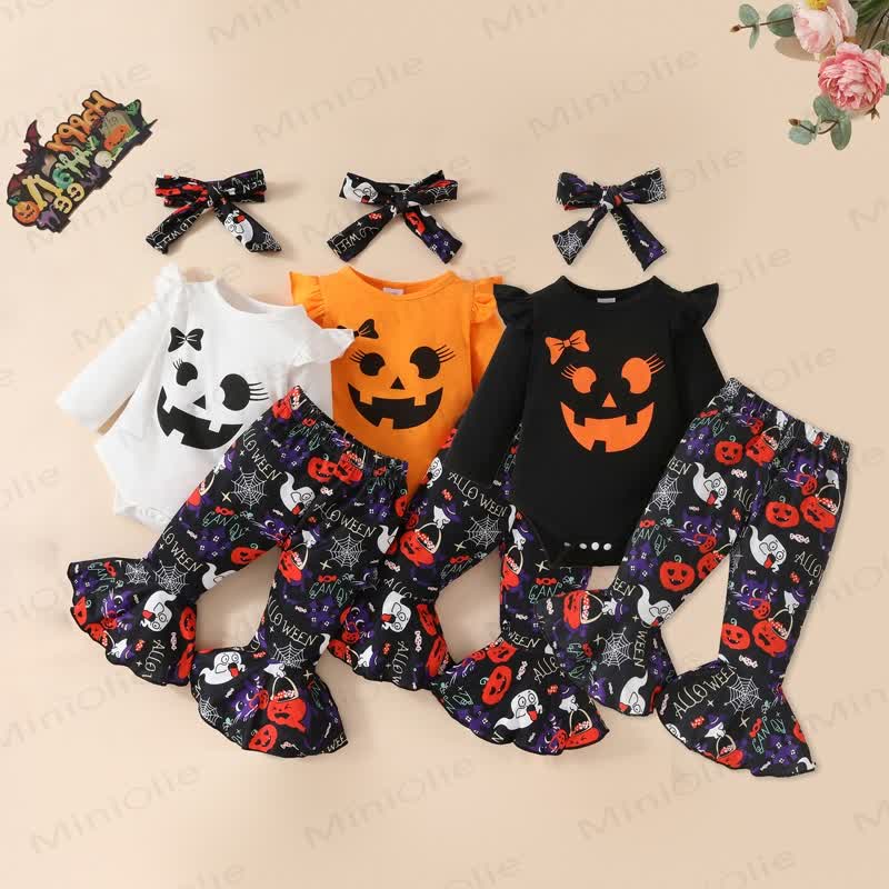 Baby Girl Halloween Pumpkin Ghost 3pcs Set - image 1