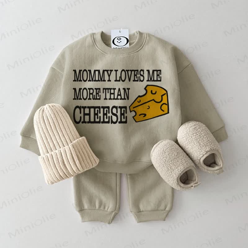MOMMY LOVES ME MORE THAN CHEESE Baby Grey Green 2-Piece Set - Grey Green - 2-3T - image 1
