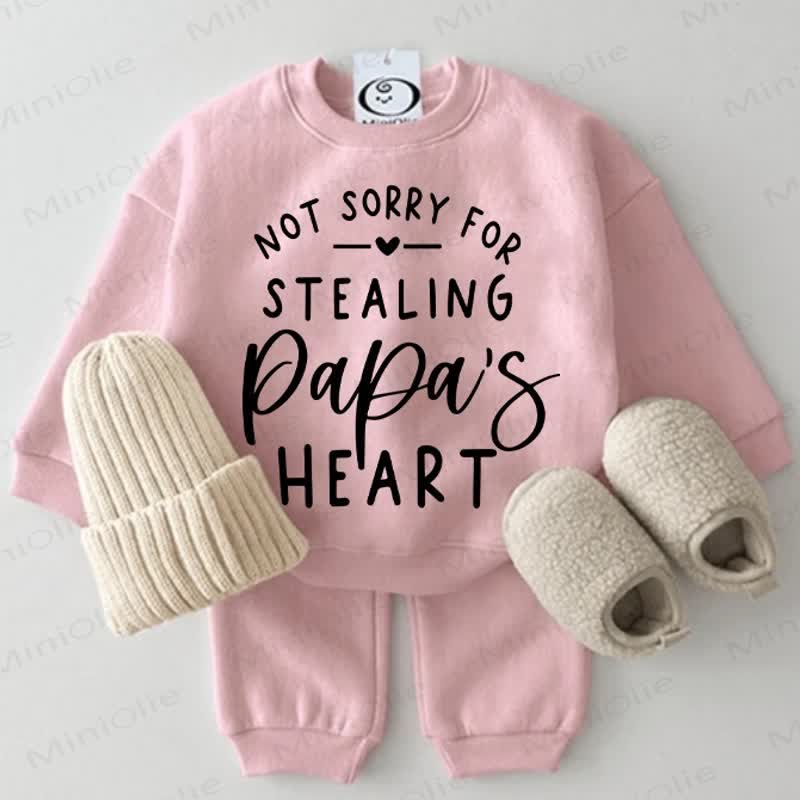NOT SORRY FOR STEALING PAPA'S HEART Baby 2-piece Pink Set - Pink - 2-3T - image 1