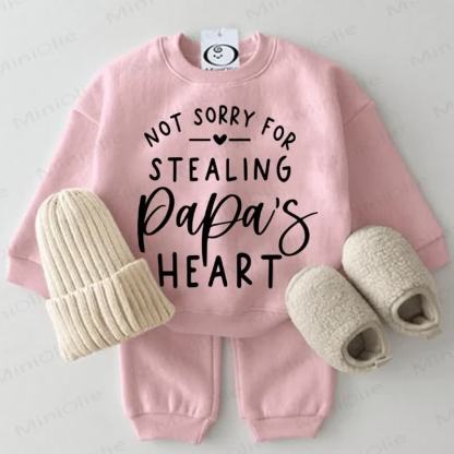 NOT SORRY FOR STEALING PAPA'S HEART Baby 2-piece Pink Set - Pink - 2-3T - image 1