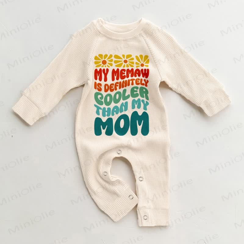 MY MEMAW IS DEFINITELY COOLER THAN MY MOM Baby Waffle Romper - Beige - 18-24M - image 1