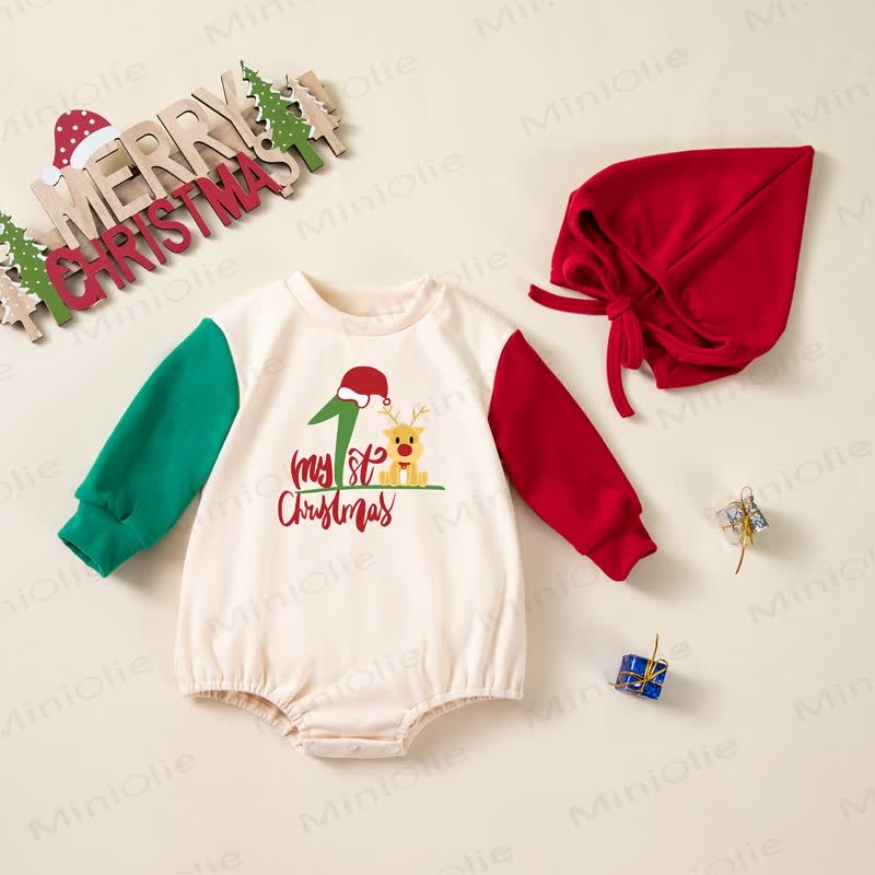 Baby Christmas Bodysuit with Hat - MY 1ST CHRISTMAS - 12-18M - image 2