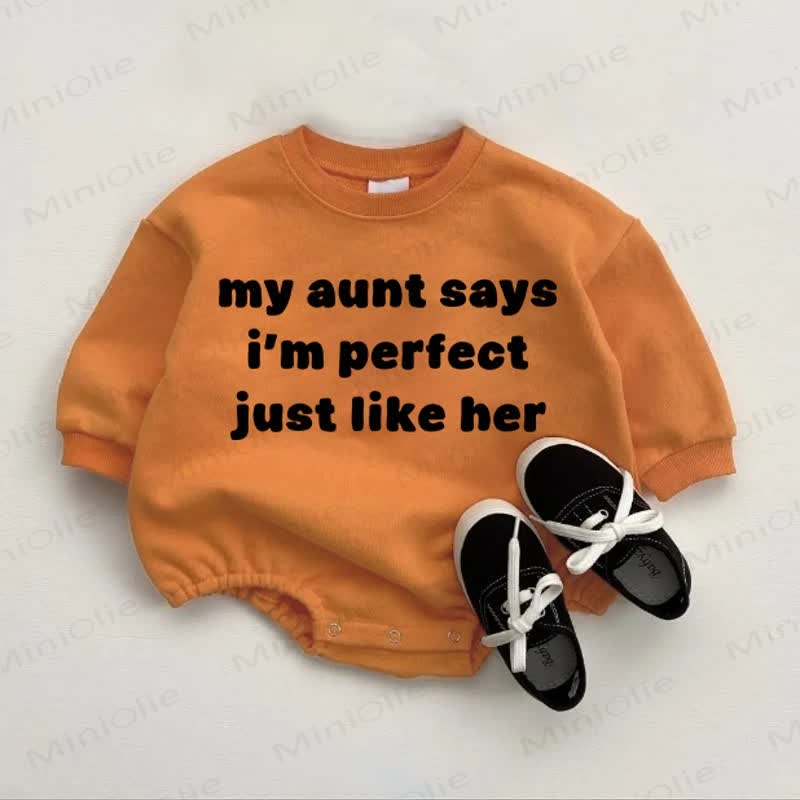 MY AUNT SAYS I'M PERFECT JUST LIKE HER Baby Orange Bodysuit - Orange - 18-24M - image 1
