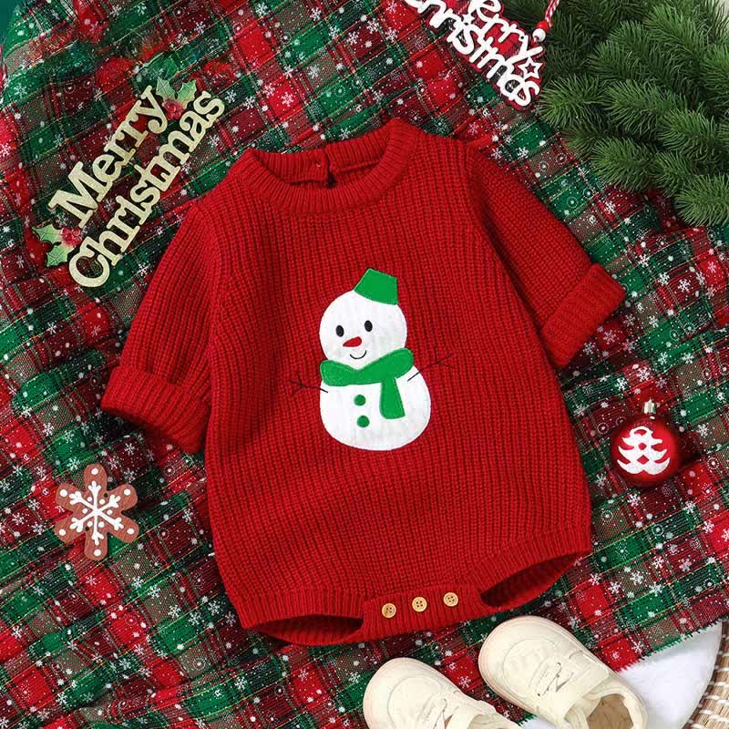 Baby Christmas Snowman Bodysuit - Red - 12-18M - image 1