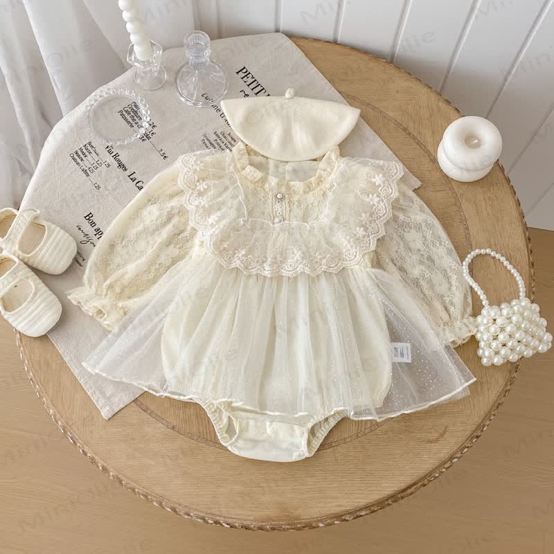 Baby Lace Mesh Skirted Bodysuit - Beige - 18-24M - image 1