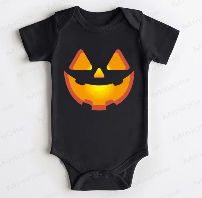 Baby Halloween Pumpkin Black Bodysuit - Black - 18-24M - image 1