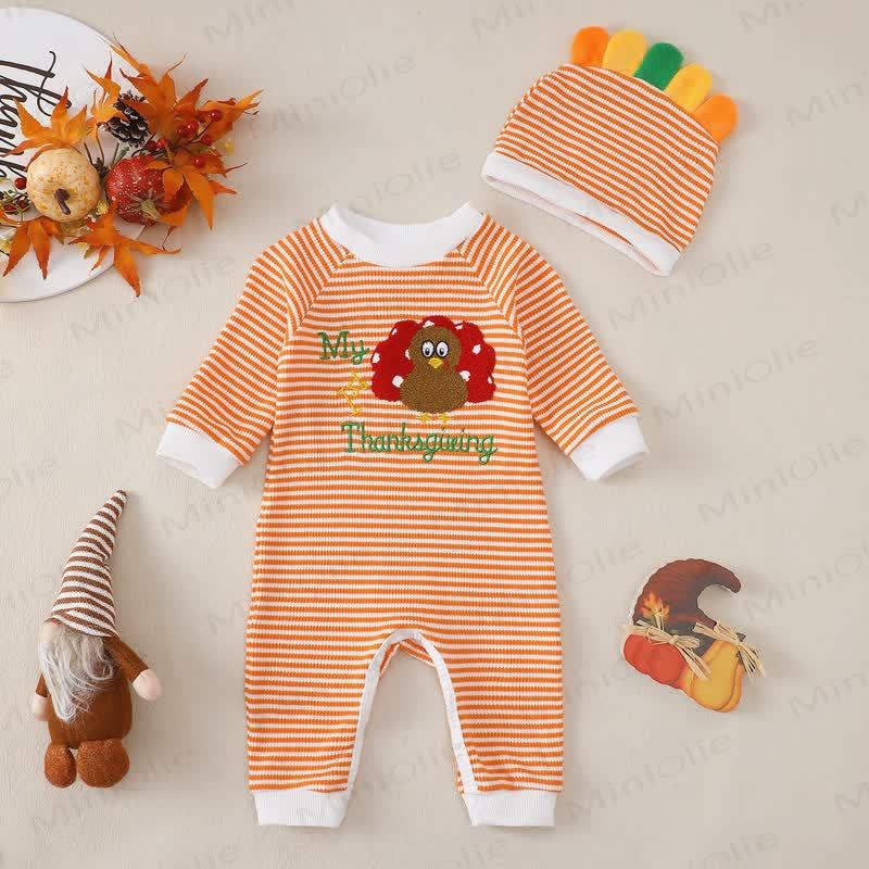 MY ST THANKSGIVING Baby Striped Romper - Orange - 12-18M - image 5