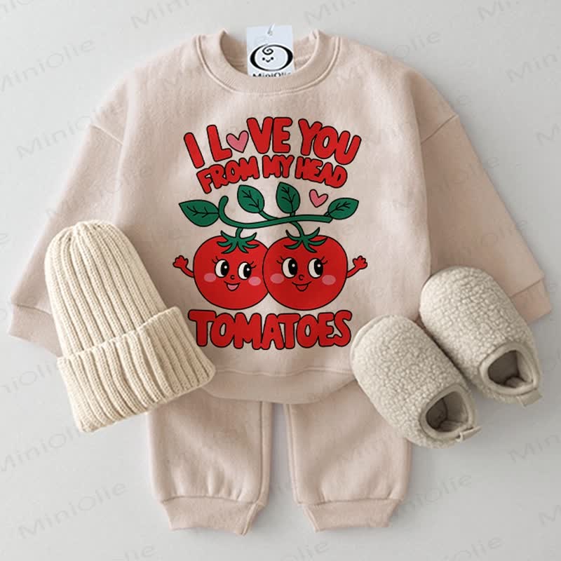 I LOVE YOU FROM MY HEAD TOMATOES Baby 2-piece Beige Set - Beige - 2-3T - image 1