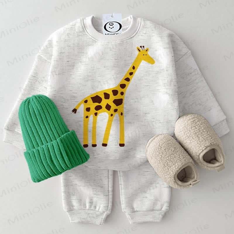 Baby Cute Giraffe 2-piece Light Grey Set - Light Grey - 2-3T - image 1