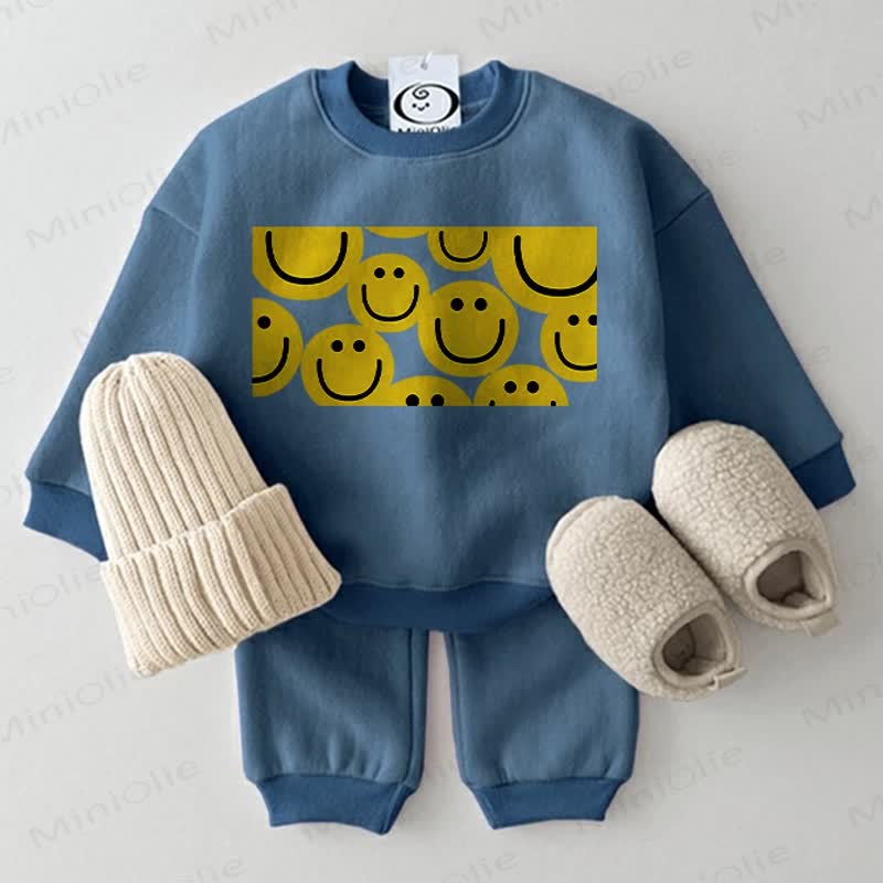 Baby Smiling Face 2-piece Blue Set - Blue - 2-3T - image 1