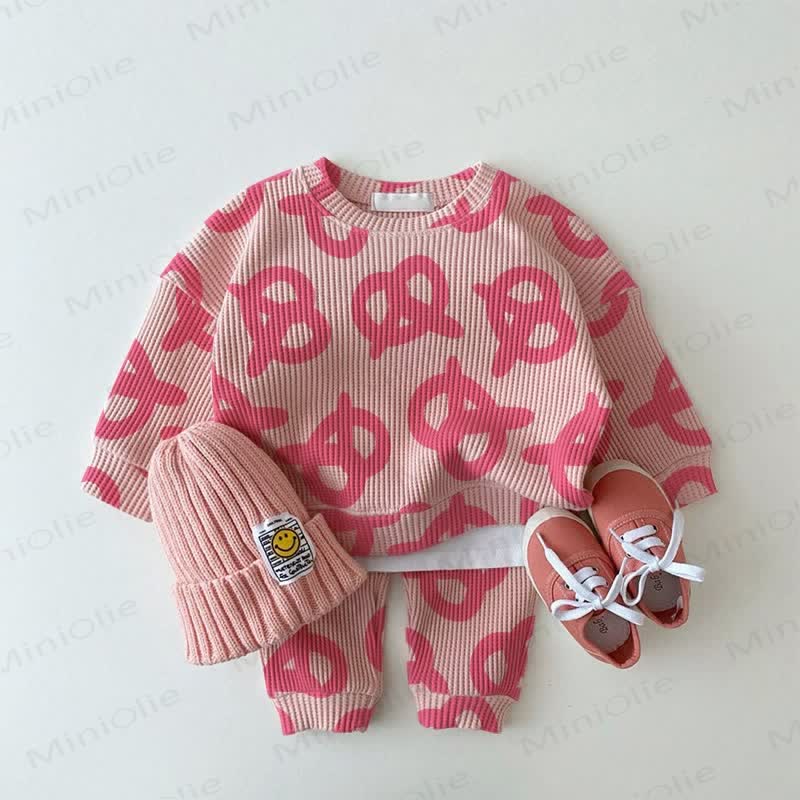 Baby Pretzel Pink Waffle 2-piece Set - Pink - 2-3T - image 1