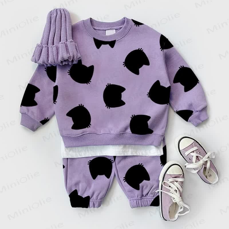 Baby Cat Purple Sweatshirt 2-piece Set - Purple - 2-3T - image 1