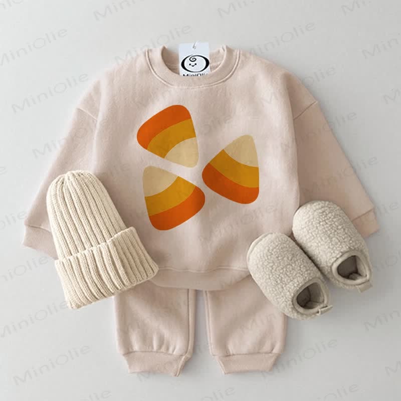 Candy Pattern Baby 2-piece Beige Set - Beige - 2-3T - image 1