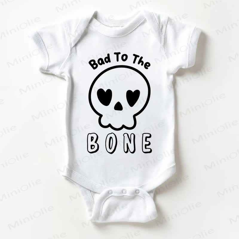 BAD TO THE BONE Skull Baby Bodysuit - White - 18-24M - image 1