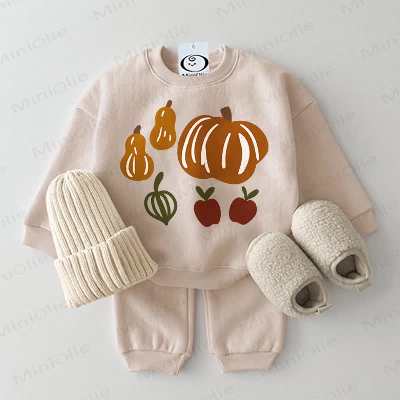 Vegetables Pattern Baby 2-piece Beige Set - Beige - 2-3T - image 1