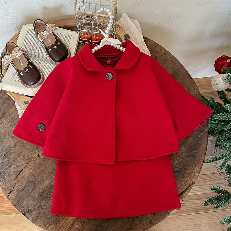 Toddler Cape and Bow Dress 2-piece Set - Red - 4-5T - image 2