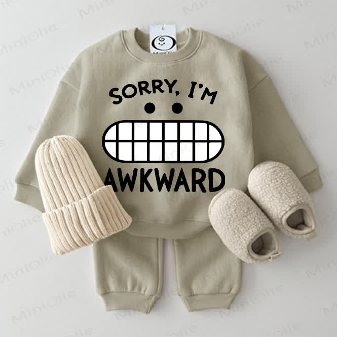 SORRY I'M AWKWARD Baby 2-piece Grey Green Set - Grey Green - 2-3T - image 1