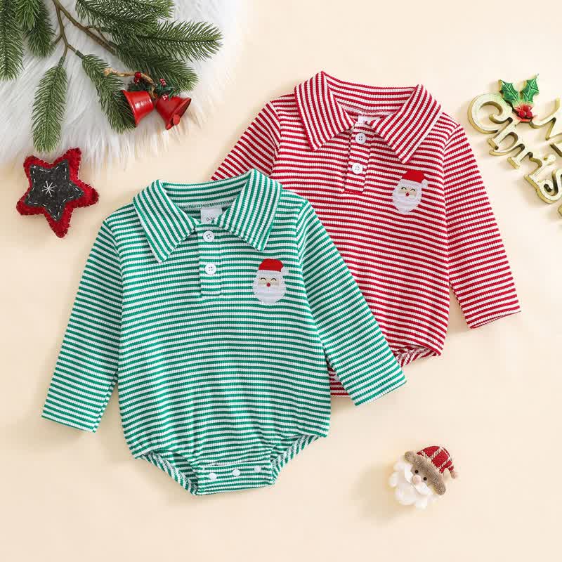 Baby Stripe Santa Claus Bodysuit - image 1