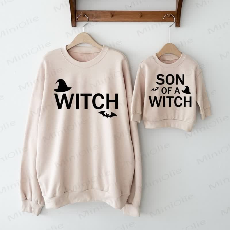 WITCH/SON OF A WITCH Mommy and Me Beige Family Sweatshirt - image 1