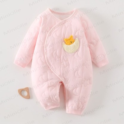 Baby Star Moon Cute Quilted Cotton Romper - Pink - 18-24M - image 1