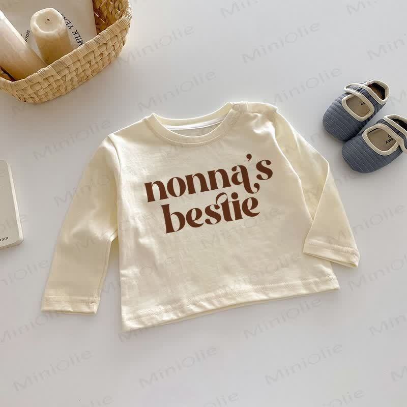NONNA'S BESTIE Baby Beige Long Sleeves Top - Beige - 2-3T - image 1