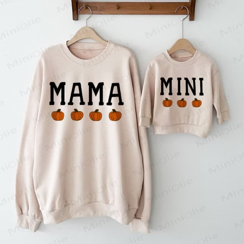 MAMA/MINI Pumpkin Beige Family Sweatshirt - Beige - Adult Sweatshirt: XL - image 1