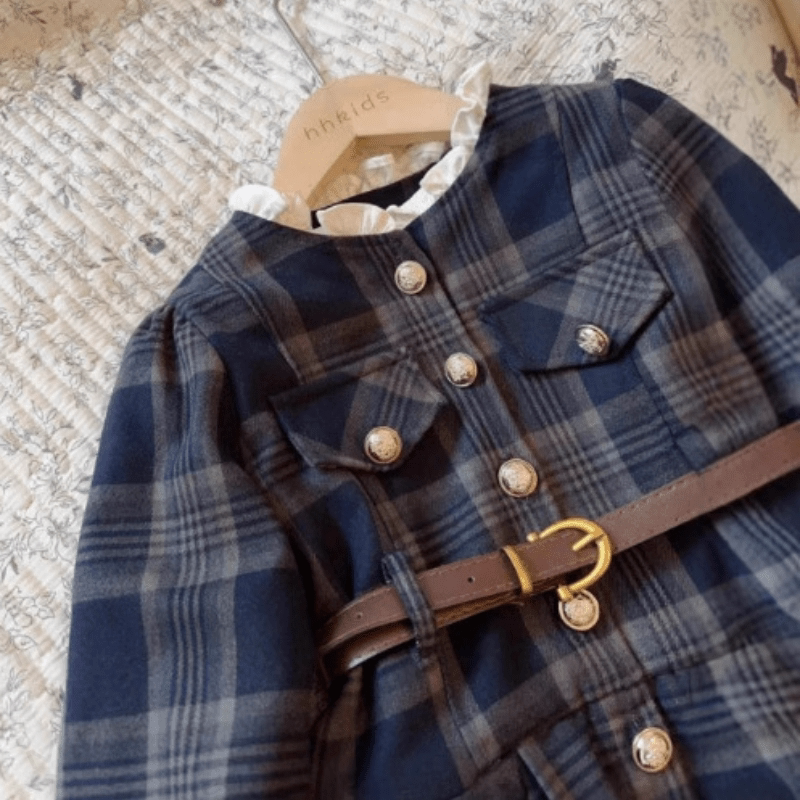 Toddler Preppy Style Plaid Dress with Belt - image 3