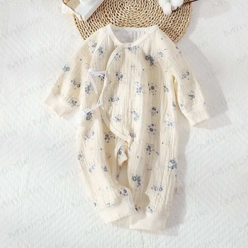 Baby Girl Orchid Daisy Beige Kimono Romper - Orchid - 6-12M - image 2