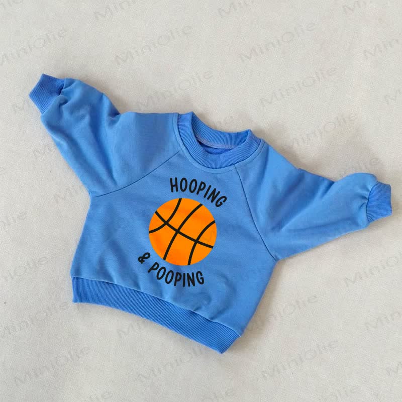 HOOPING & POOPING Baby Toddler Basketball Blue Sweatshirt - Blue - 3-5T - image 1