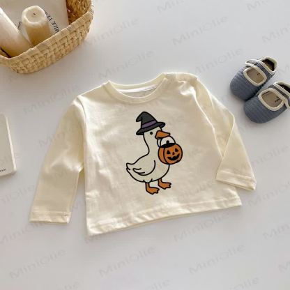 Baby Halloween Pumpkin Goose Beige Long Sleeves Top - Beige - 2-3T - image 1