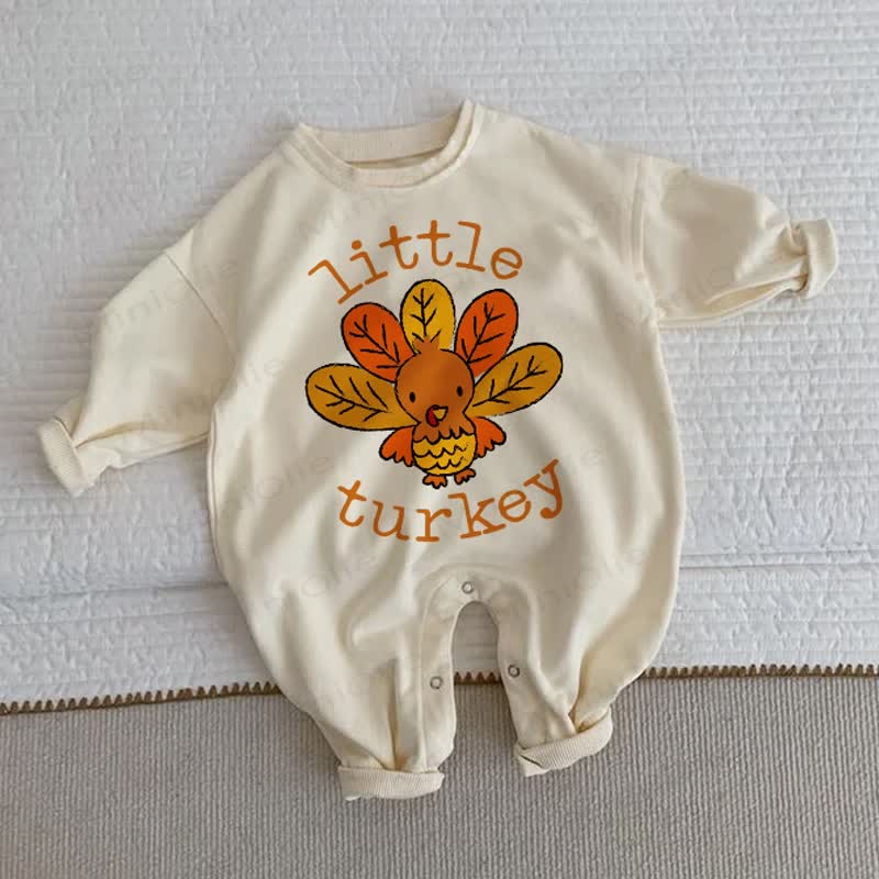 LITTLE TURKEY Baby Long Sleeve Romper - Beige - 2-3T - image 1