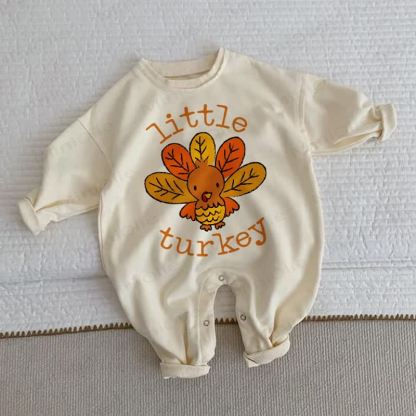 LITTLE TURKEY Baby Long Sleeve Romper - Beige - 2-3T - image 1