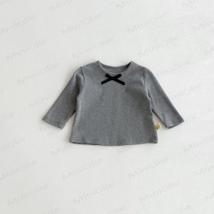 Baby Girl Bow Simple Base Layer T-Shirt - Grey - 2-3T - image 16