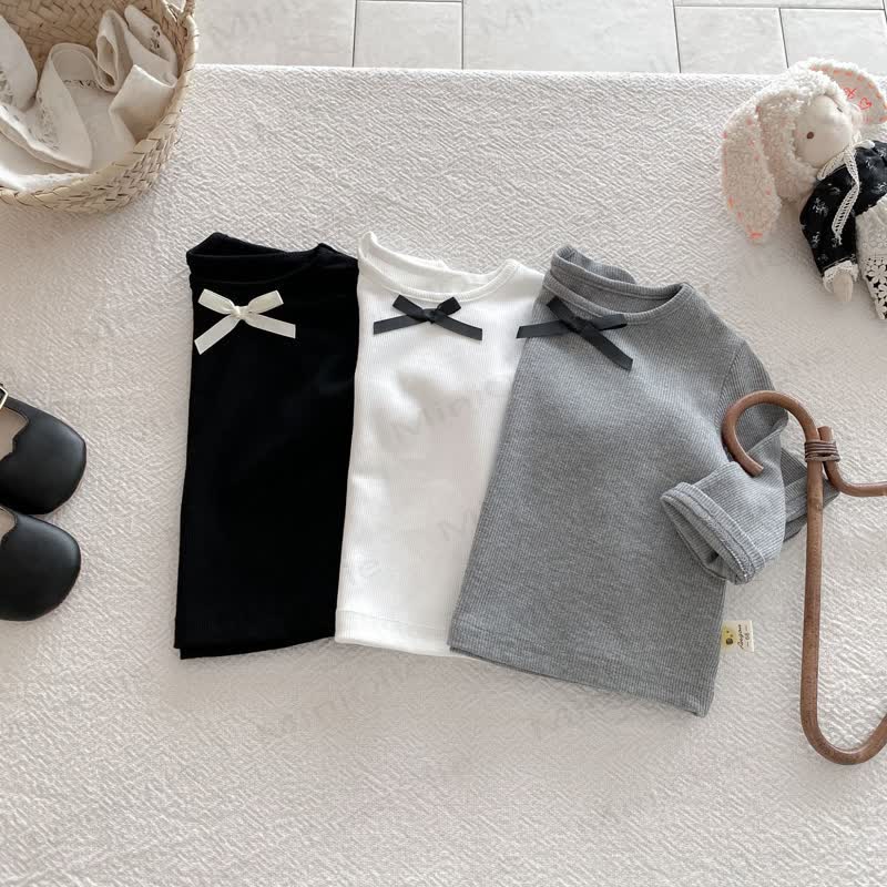 Baby Girl Bow Simple Base Layer T-Shirt - image 7