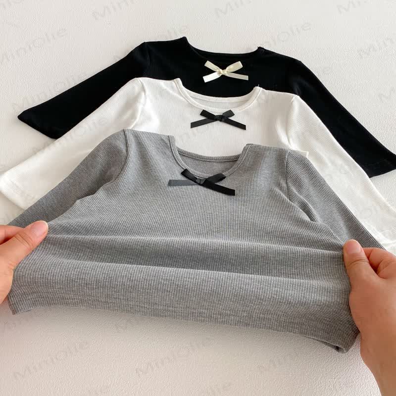 Baby Girl Bow Simple Base Layer T-Shirt - image 5