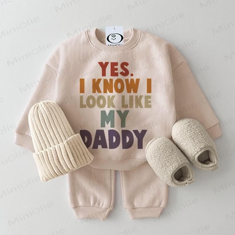 YES. I KNOW I LOOK LIKE MY DADDY Baby 2-piece Beige Set - Beige - 2-3T - image 1