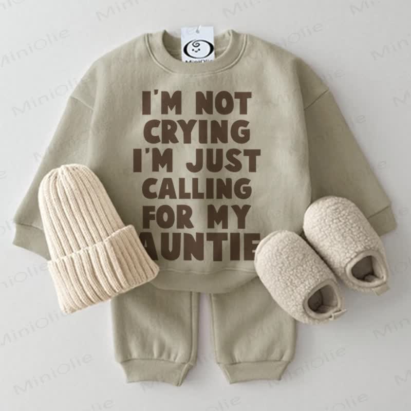 I'M NOT CRYING I'M JUST CALLING FOR MY AUNTIE Baby 2-piece Grey Green Set - Grey Green - 2-3T - image 1