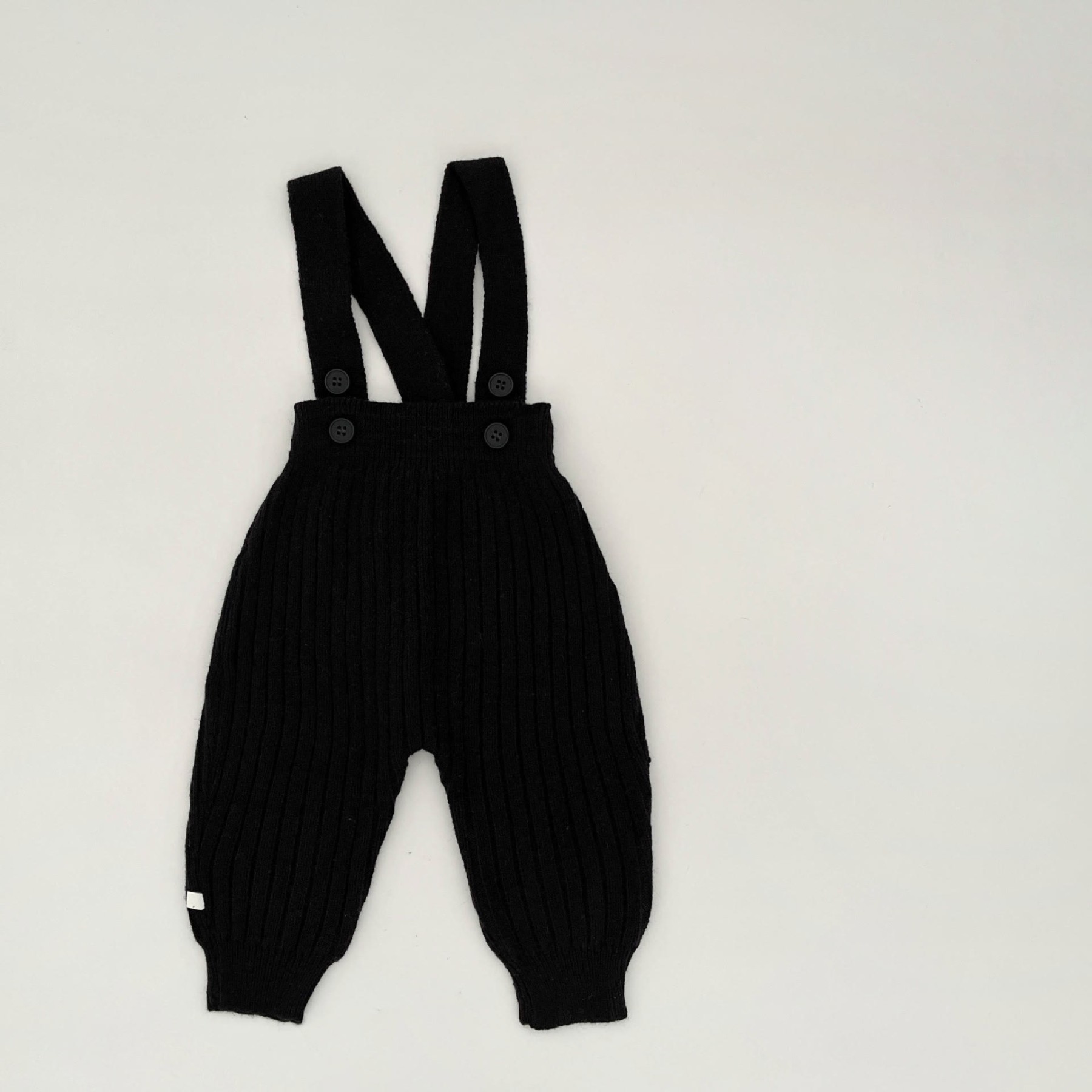 Baby Solid Color Knitted Overalls - Black - 2-3T - image 3