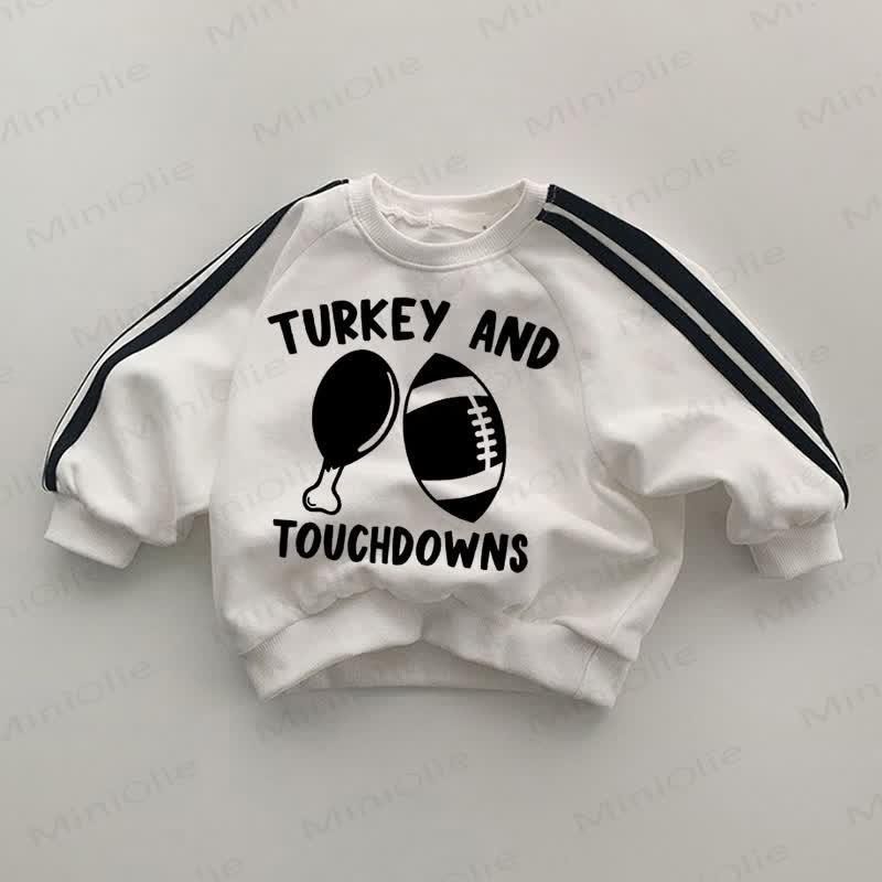 TURKEY AND TOUCHDOWNS Baby White Sweatshirt - White - 2-3T - image 1