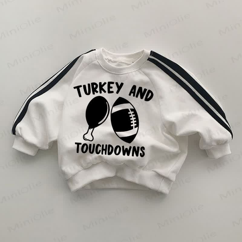 TURKEY AND TOUCHDOWNS Baby White Sweatshirt - White - 2-3T - image 1