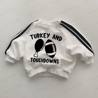 TURKEY AND TOUCHDOWNS Baby White Sweatshirt - White - 2-3T - image 1