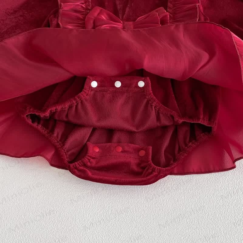 Baby Red Mesh Skirted Bodysuit - image 7