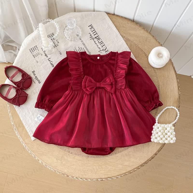 Baby Red Mesh Skirted Bodysuit - image 3
