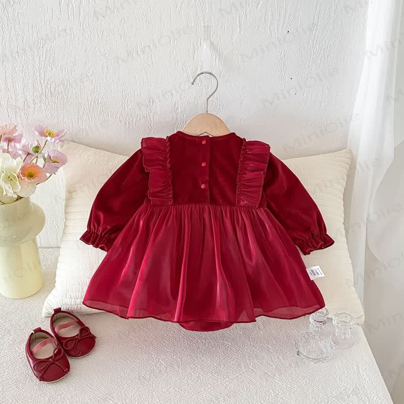 Baby Red Mesh Skirted Bodysuit - image 2